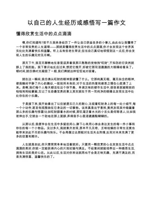 以自己的人生经历或感悟写一篇作文
