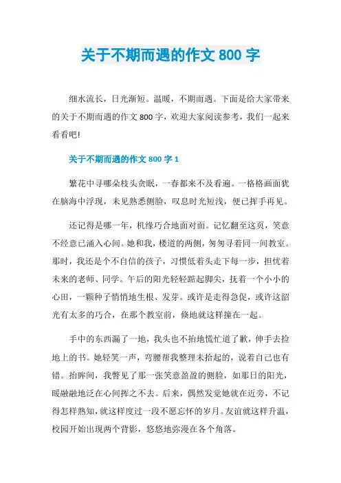 关于不期而遇的作文800字