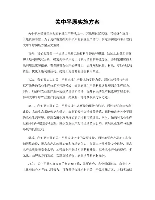 关中平原实施方案