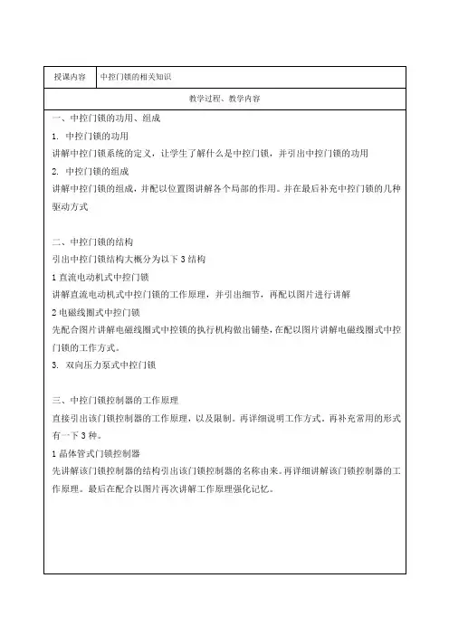 汽车电子技术《中控门锁相关知识36》