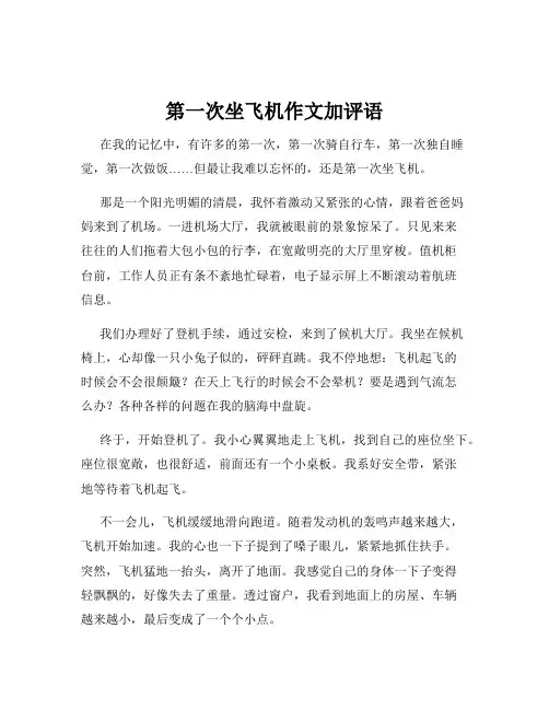 第一次坐飞机作文加评语
