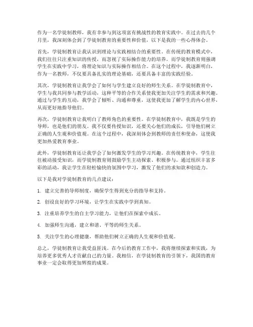 学徒制教师心得体会