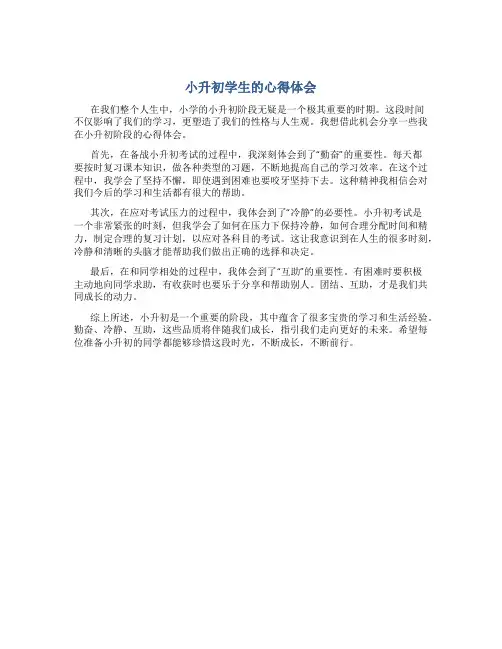 小升初学生的心得体会