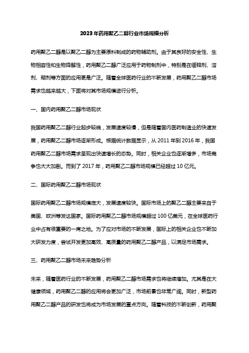 2023年药用聚乙二醇行业市场规模分析