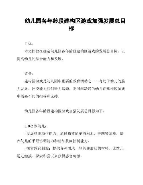 幼儿园各年龄段建构区游戏加强发展总目标