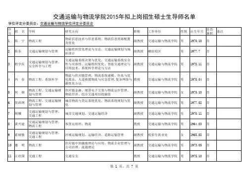 西南交通大学交通运输与物流学院2015硕士导师简介