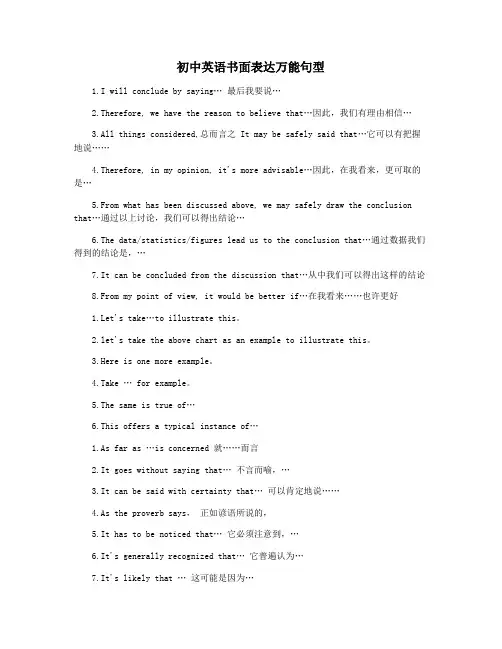 初中英语书面表达万能句型