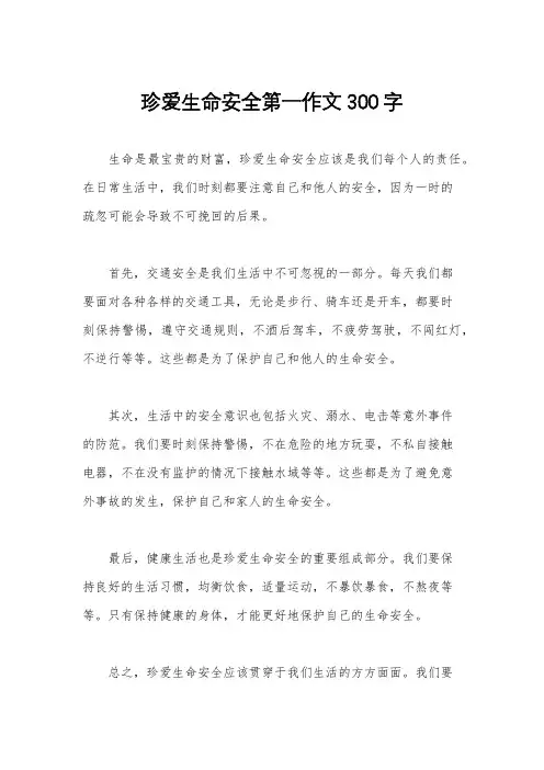 珍爱生命安全第一作文300字