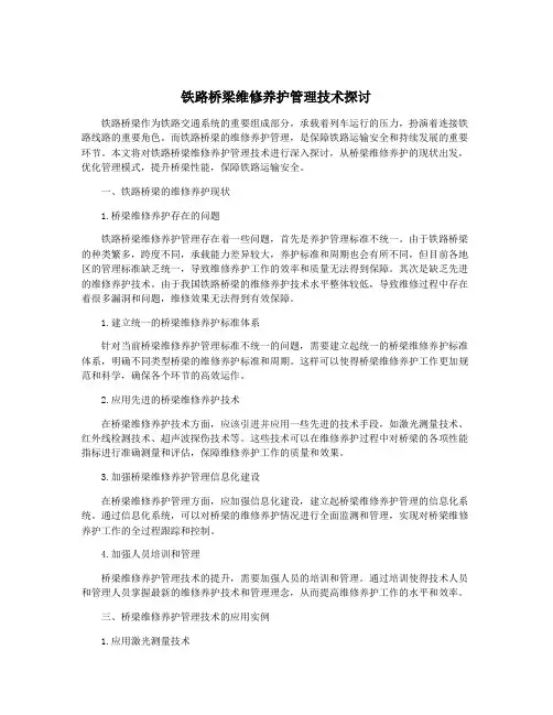 铁路桥梁维修养护管理技术探讨