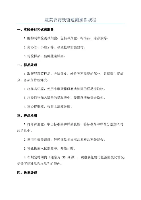蔬菜农药残留速测操作规程