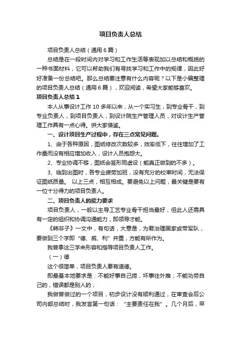 项目负责人总结
