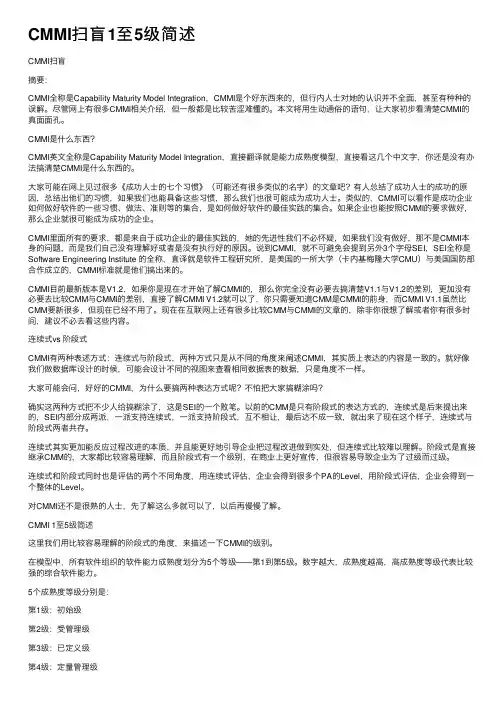 CMMI扫盲1至5级简述