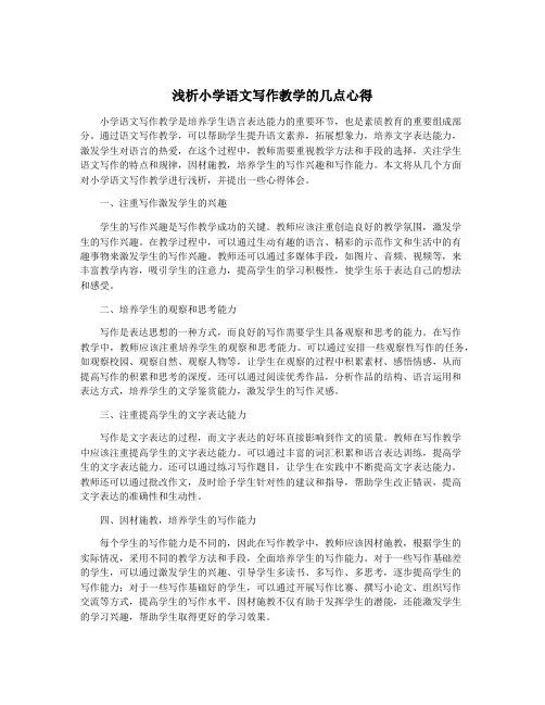 浅析小学语文写作教学的几点心得