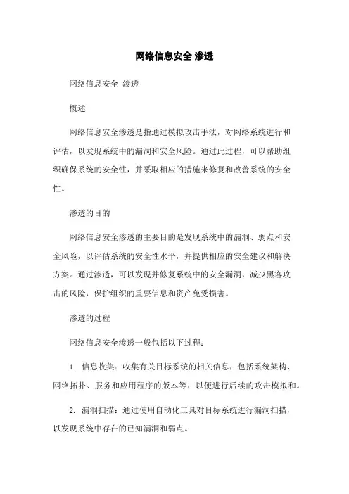 网络信息安全 渗透测试