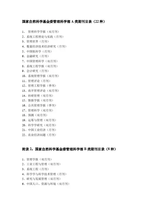 国内A、B类期刊