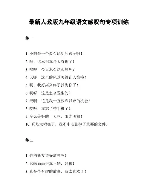 最新人教版九年级语文感叹句专项训练