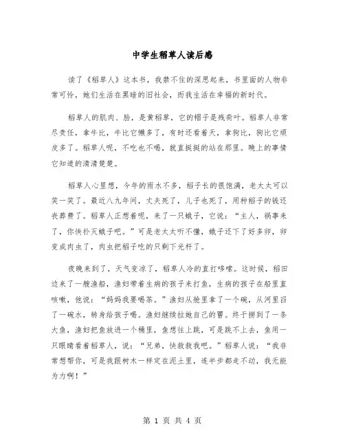 中学生稻草人读后感（三篇）