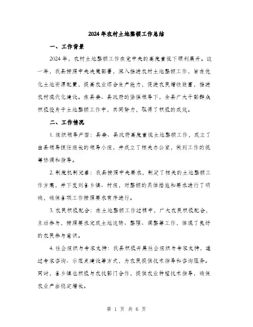 2024年农村土地整顿工作总结(2篇)