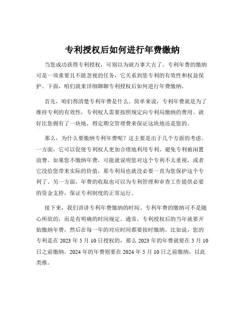 专利授权后如何进行年费缴纳