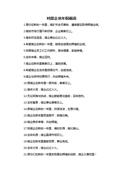 对煤企龙年祝福语-概述说明以及解释
