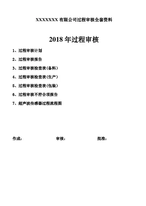 2018年汽车产品过程审核资料(16949-2016)
