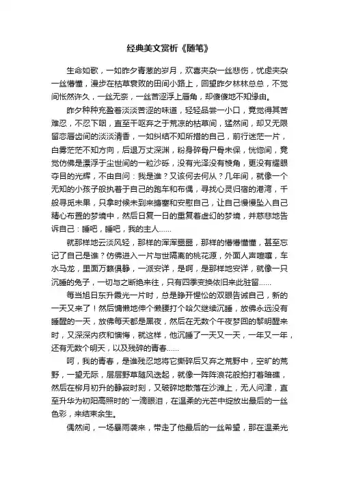 经典美文赏析《随笔》