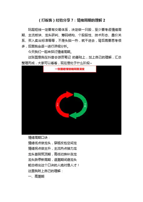 （打板客）经验分享7：情绪周期的理解2