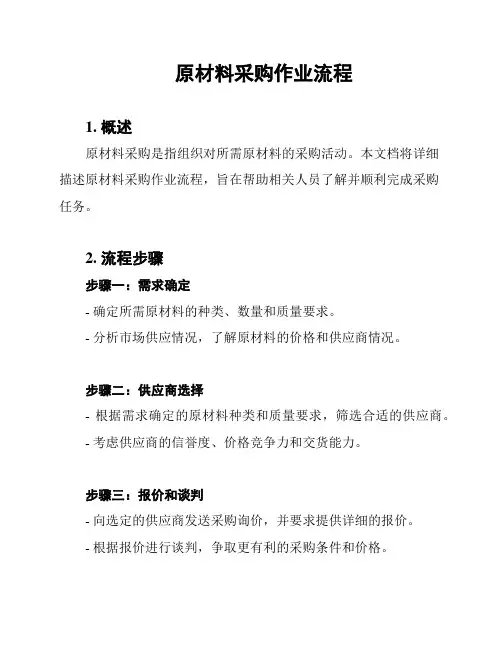 原材料采购作业流程