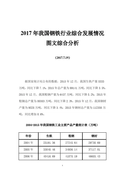 2017年我国钢铁行业综合发展情况图文综合分析