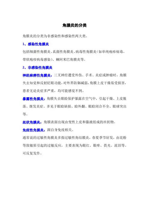 角膜炎的分类
