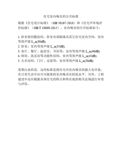住宅室内噪音的分贝标准