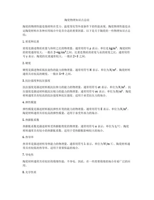 陶瓷物理知识点总结