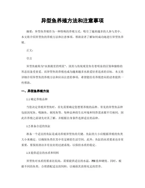 异型鱼养殖方法和注意事项