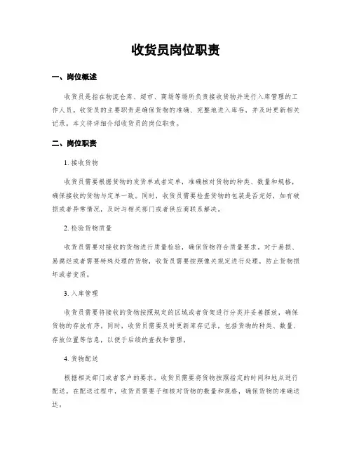 收货员岗位职责