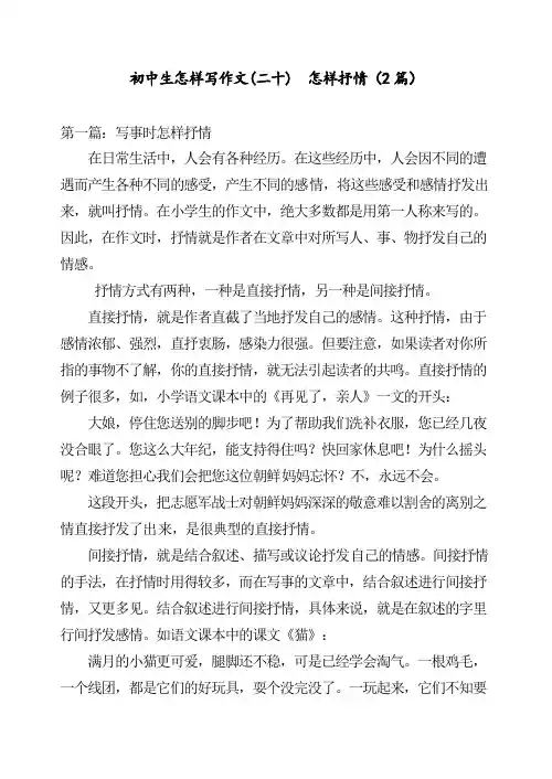 作文指导：初中生怎样写作文(二十)  怎样抒情