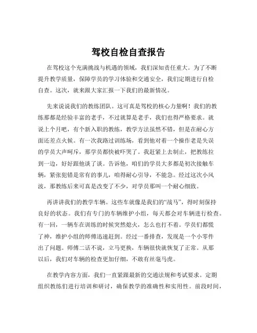 驾校自检自查报告