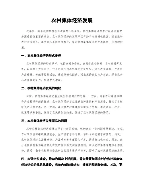 农村集体经济发展