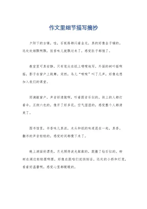 作文里细节描写摘抄