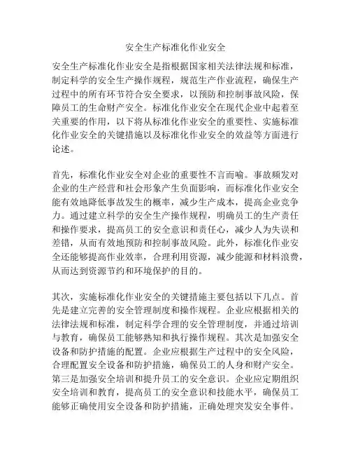 安全生产标准化作业安全