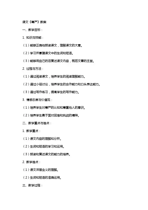 课文《尊严》教案