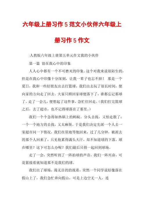 六年级上册习作5范文小伙伴六年级上册习作5作文