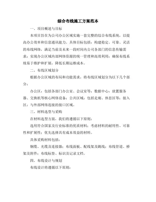 综合布线施工方案范本