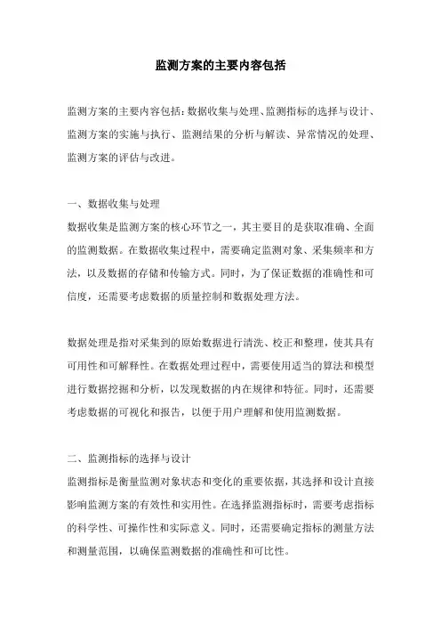 监测方案的主要内容包括
