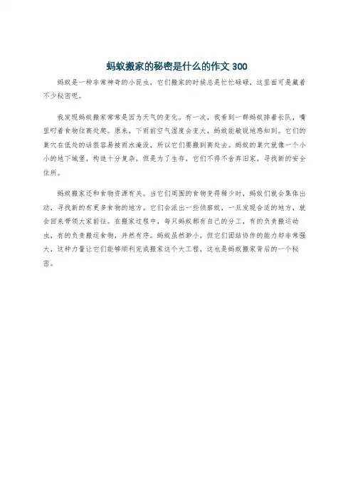 蚂蚁搬家的秘密是什么的作文300