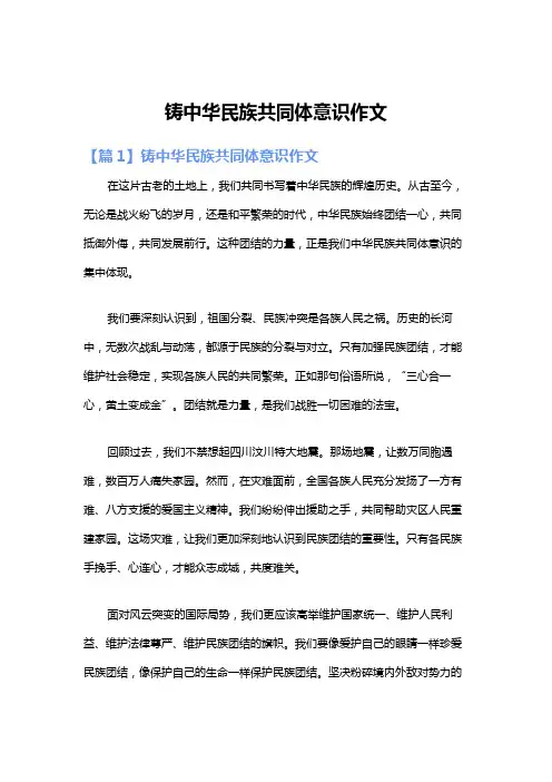 铸中华民族共同体意识作文