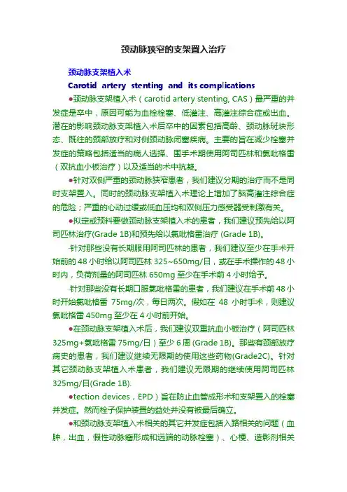 颈动脉狭窄的支架置入治疗