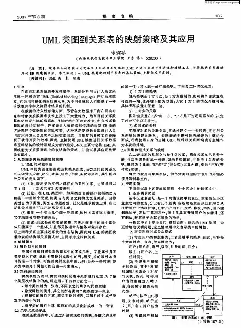 UML类图到关系表的映射策略及其应用