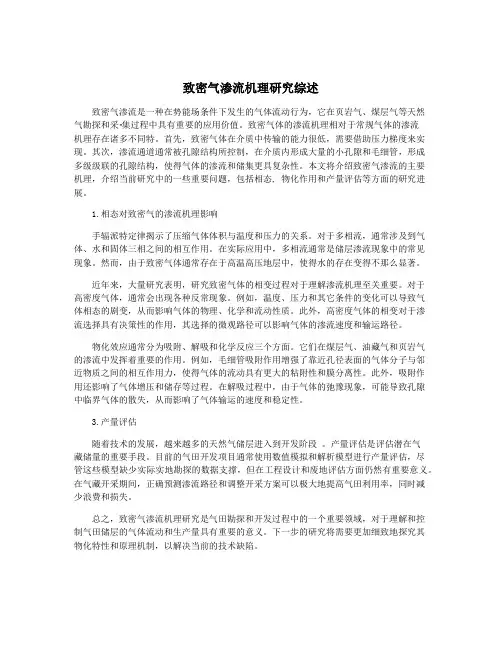 致密气渗流机理研究综述
