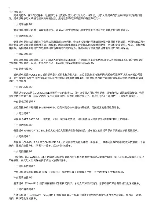 重点辅导：提单知识问答