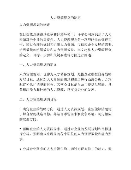 人力资源规划的制定